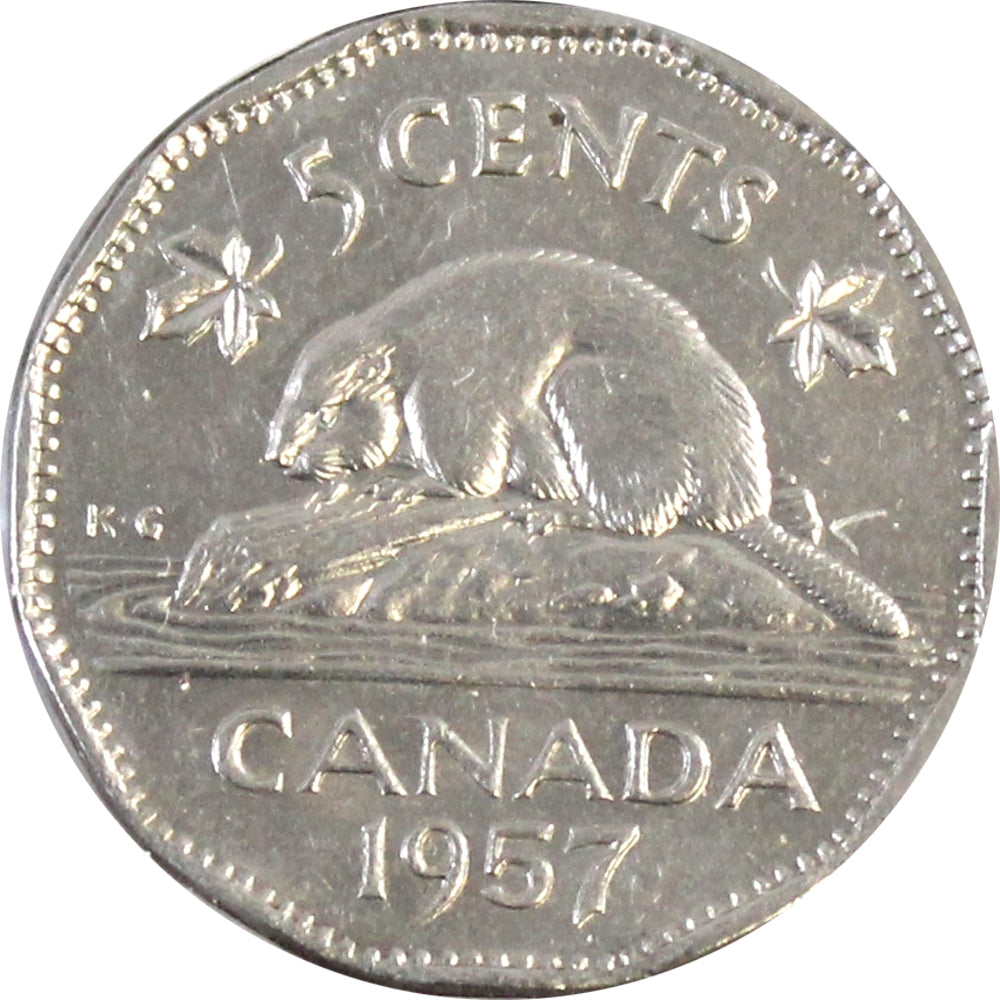 1957 Canada 5-cents Almost Uncirculated (AU50)