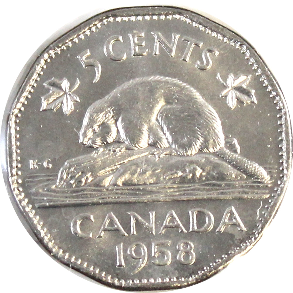1958 Canada 5-cents Choice Brilliant Uncirculated (MS64) Cameo