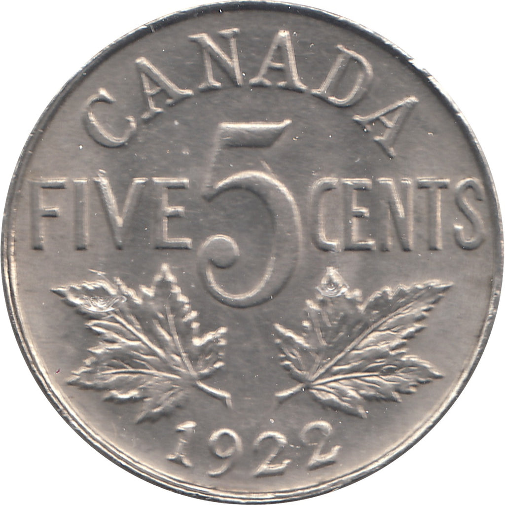 1922 Far Rim Canada 5-cents AU-UNC (AU55) $