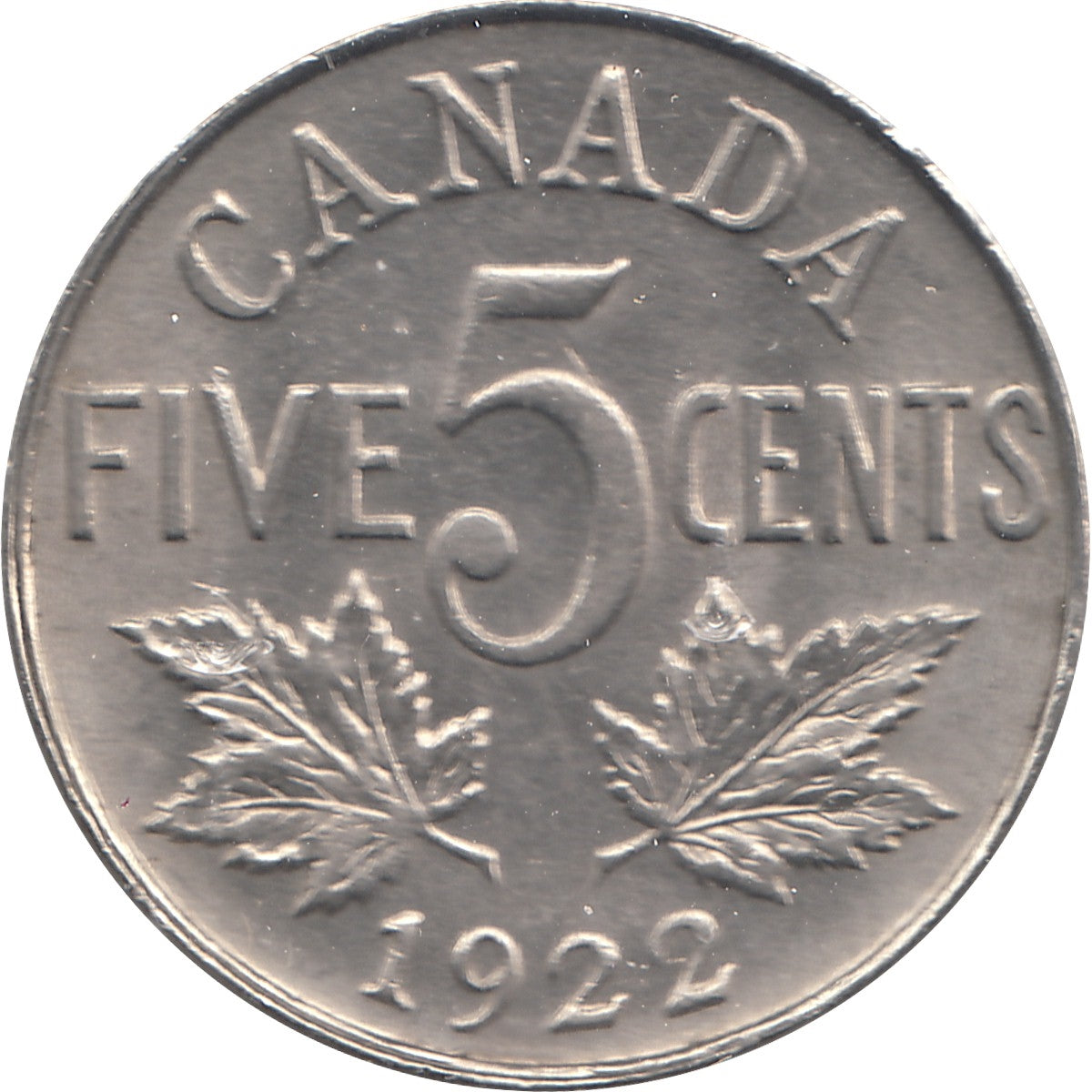 1922 Far Rim Canada 5-cents AU-UNC (AU55) $