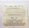 1901 Canada 5-cents ICCS Certified EF45