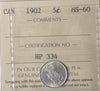 1902 Canada 5-cents ICCS Certified MS60