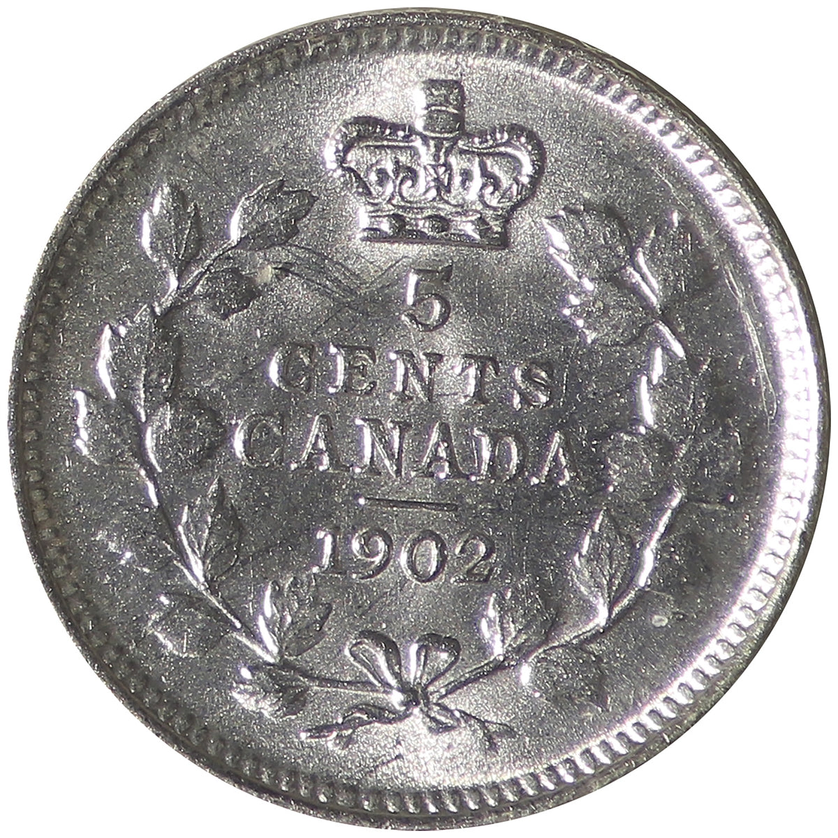 1902 Canada 5-cents ICCS Certified MS60