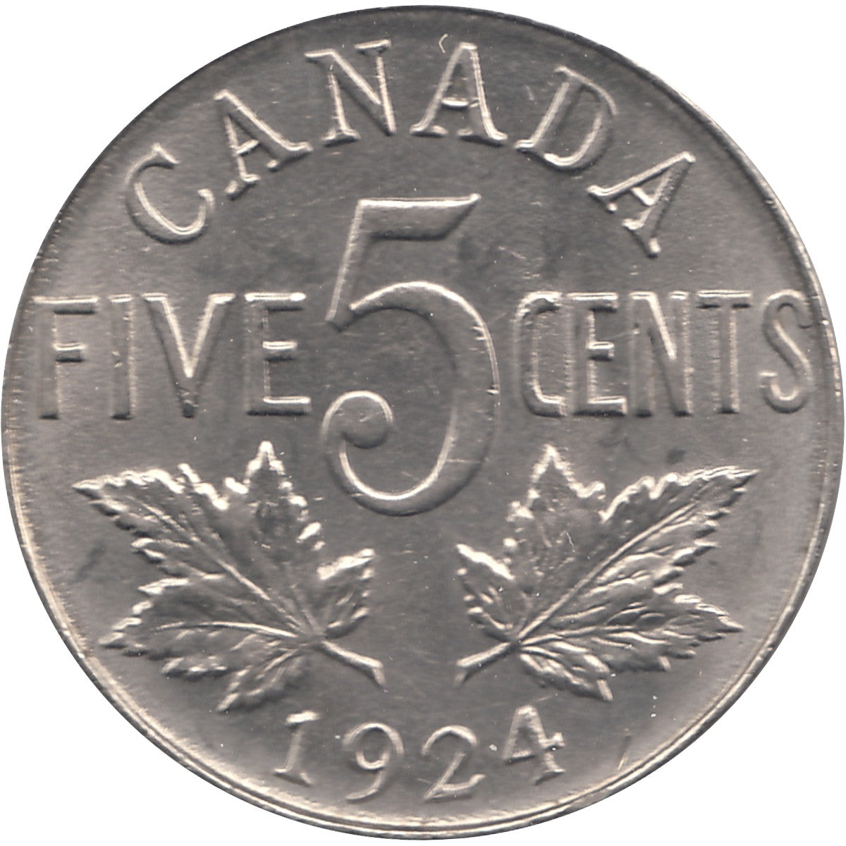 1924 Canada 5-cents UNC+ (MS62) $