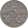 1926 Near 6 Canada 5-cents Extra Fine (EF40) $