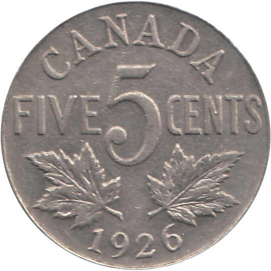 1926 Near 6 Canada 5-cents Extra Fine (EF40) $
