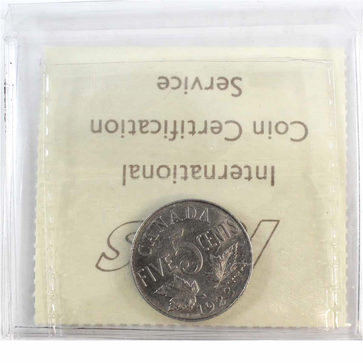 1923 Canada 5-cents ICCS Certified AU55