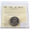 1931 Canada 5-cents ICCS Certified EF45