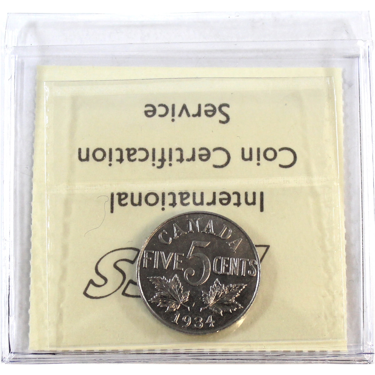 1934 Canada 5-cents ICCS Certified AU55