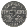 1934 Canada 5-cents Almost Uncirculated (AU50)