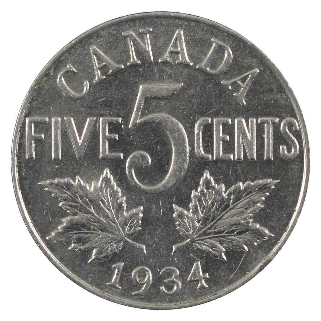 1934 Canada 5-cents Almost Uncirculated (AU50)