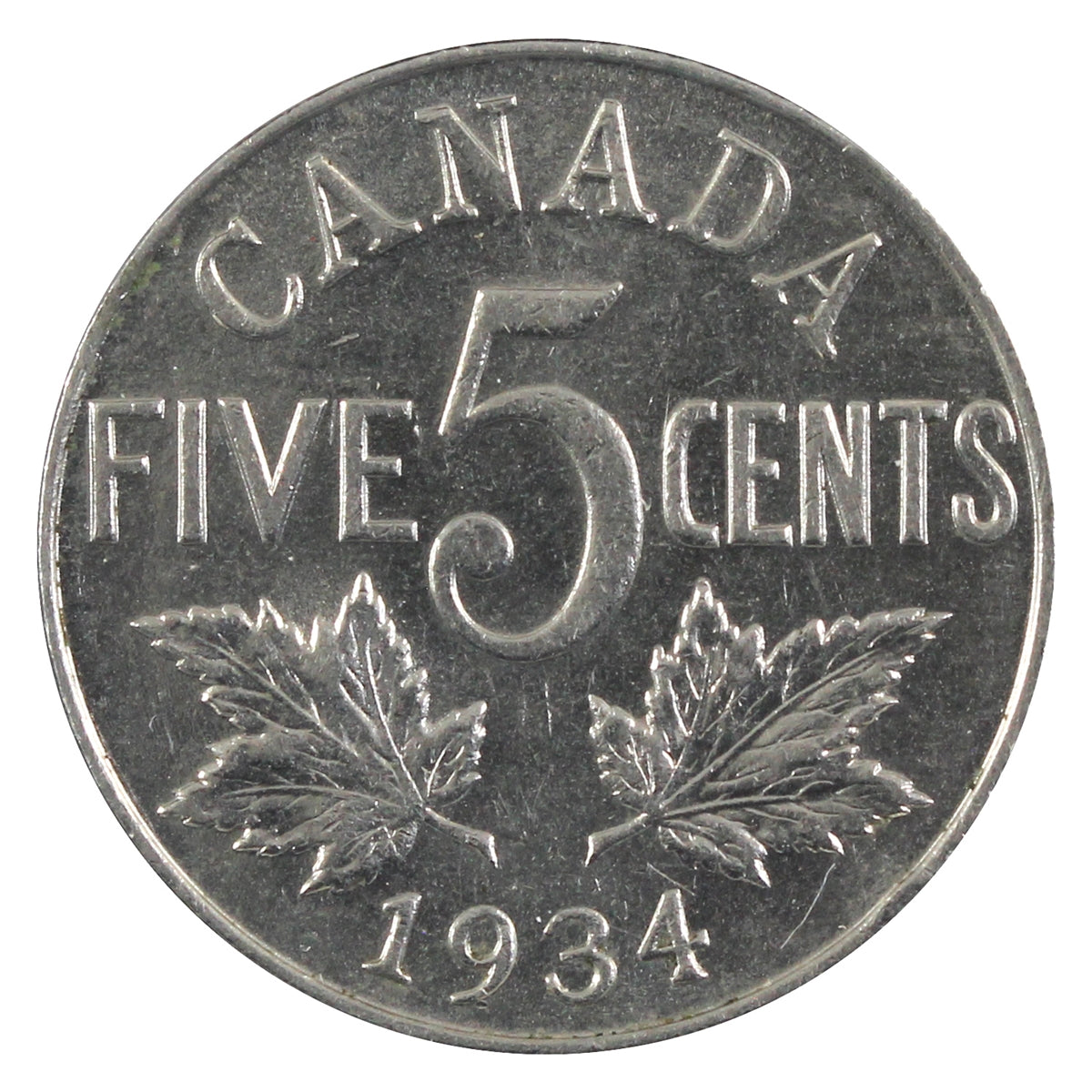 1934 Canada 5-cents Almost Uncirculated (AU50)