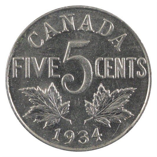 1934 Canada 5-cents Almost Uncirculated (AU50)