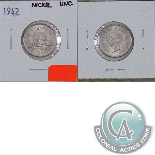 1942 Nickel Canada 5-cents Uncirculated (MS60)