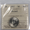 1942 Nickel Canada 5-cents ICCS Certified MS62