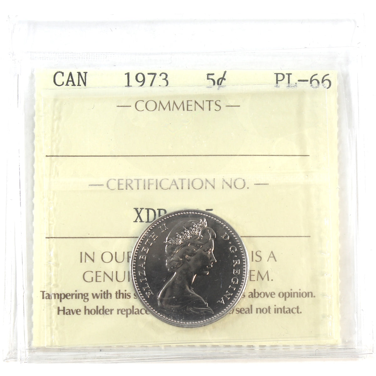 1973 Canada 5-cents ICCS Certified PL66