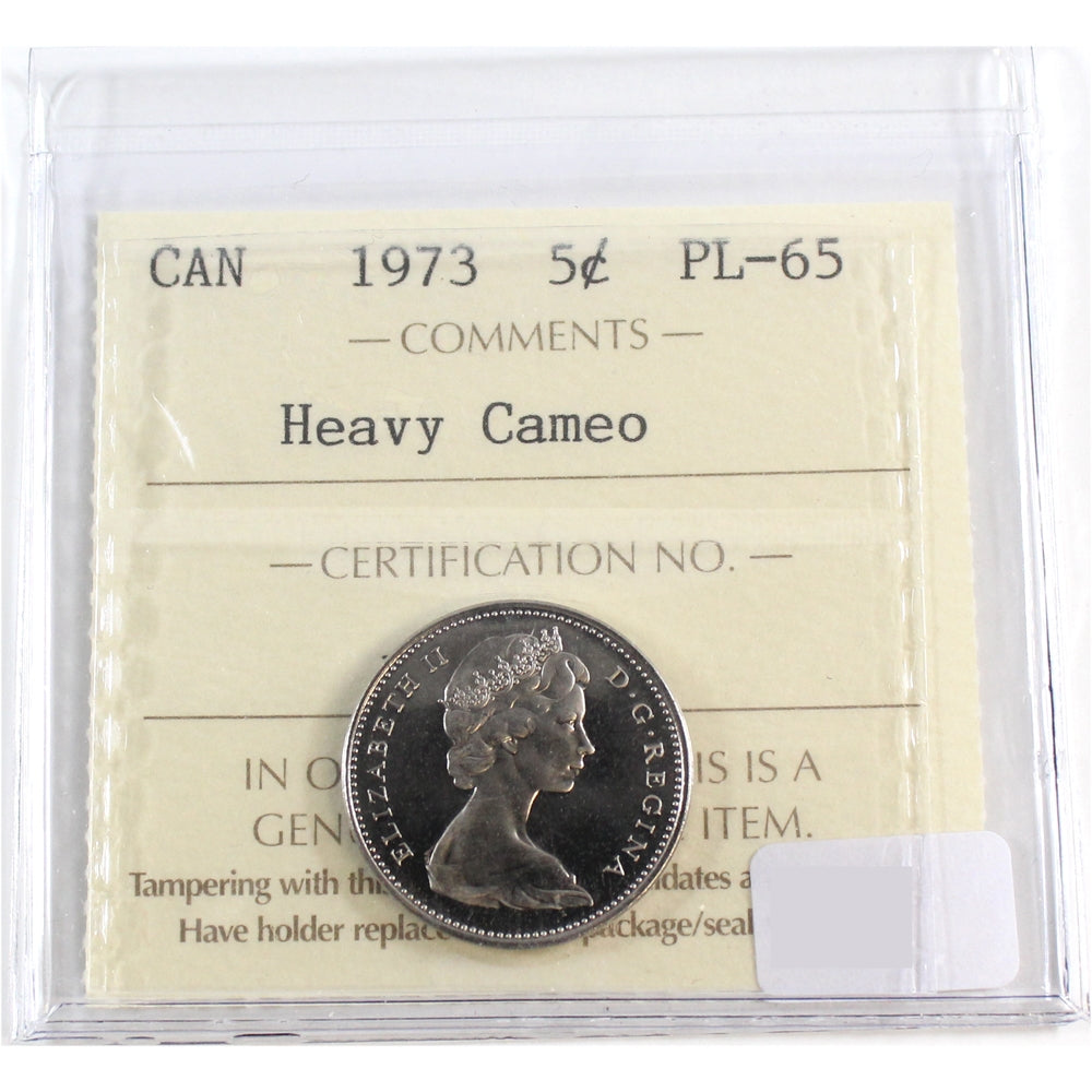 1973 Canada 5-cents ICCS Certified PL65 Heavy Cameo