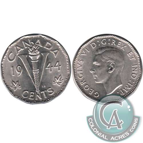 1944 No Chrome Canada 5-cents EF-AU (EF45)