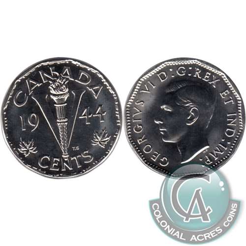 1944 No Chrome Canada 5-cents Gem Brilliant Uncirculated (MS65) $