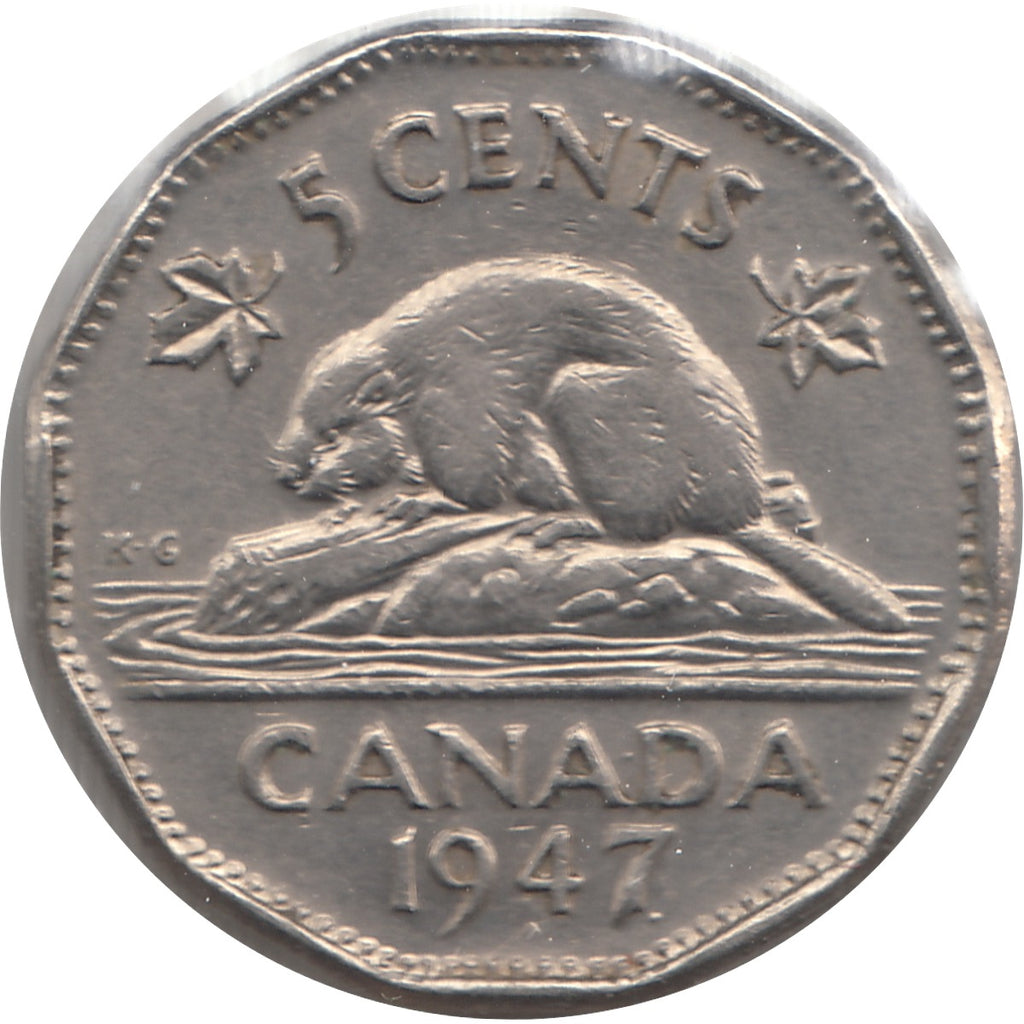 1947 Dot Canada 5-cents VF-EF (VF30) $