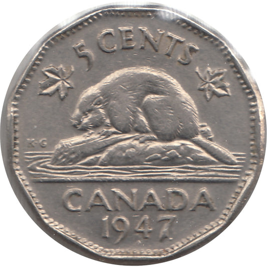 1947 Dot Canada 5-cents VF-EF (VF30) $