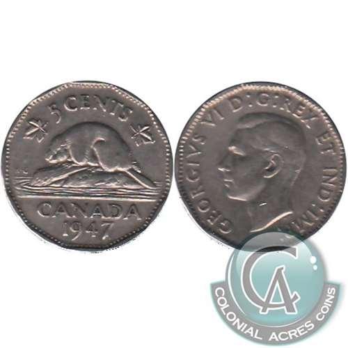 1947 Dot Canada 5-cents Fine (F12)