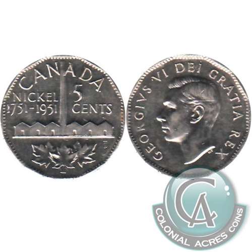 1951 Refinery Canada 5-cents Almost Uncirculated (AU-50)