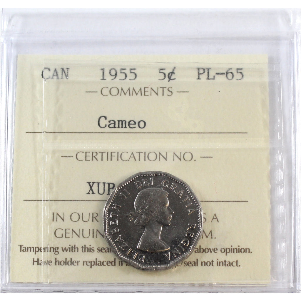 1955 Canada 5-cents ICCS Certified PL-65 Cameo