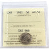 1911 Canada 5-cents ICCS Certified AU55