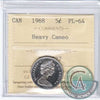 1968 Canada 5-cents ICCS Certified PL64 Heavy Cameo
