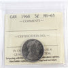 1968 Canada 5-cents ICCS Certified MS65