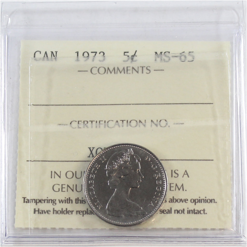 1973 Canada 5-cents ICCS Certified MS65
