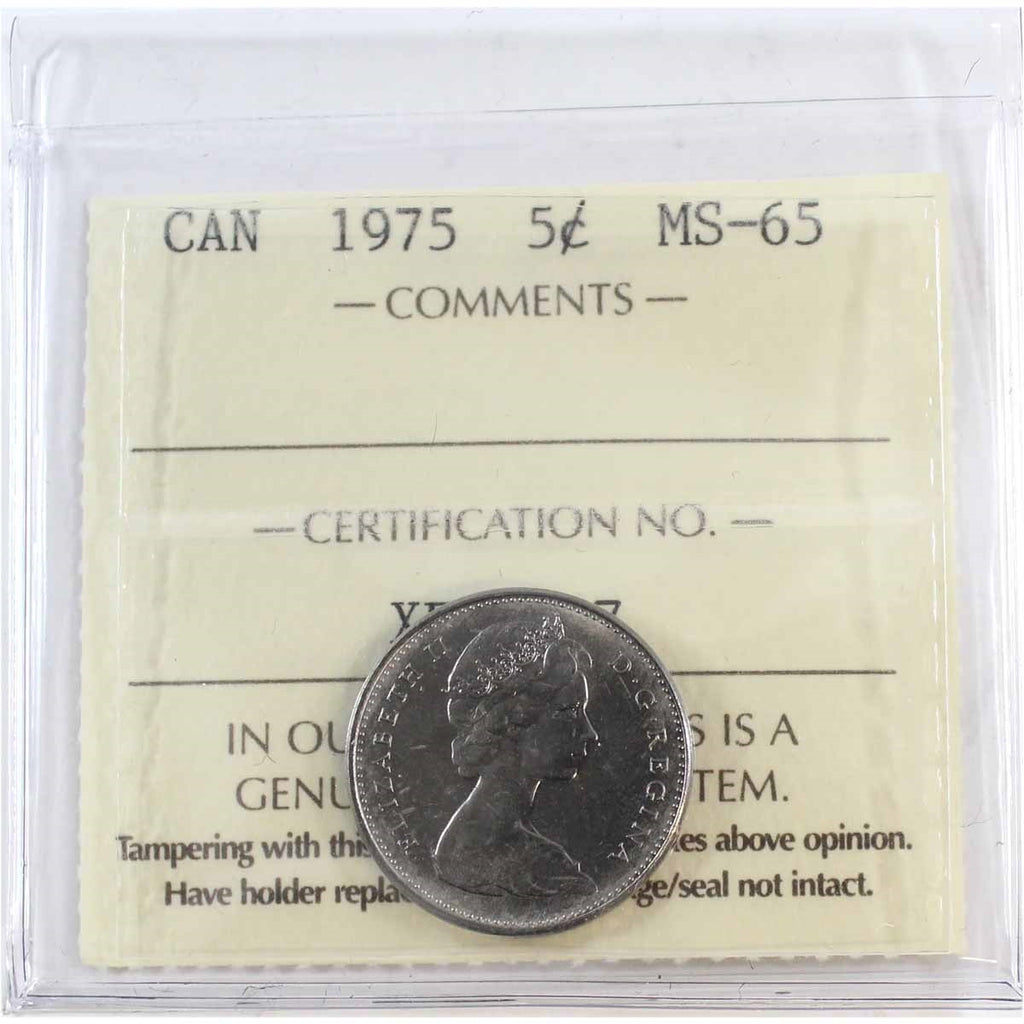 1975 Canada 5-cents ICCS Certified MS65
