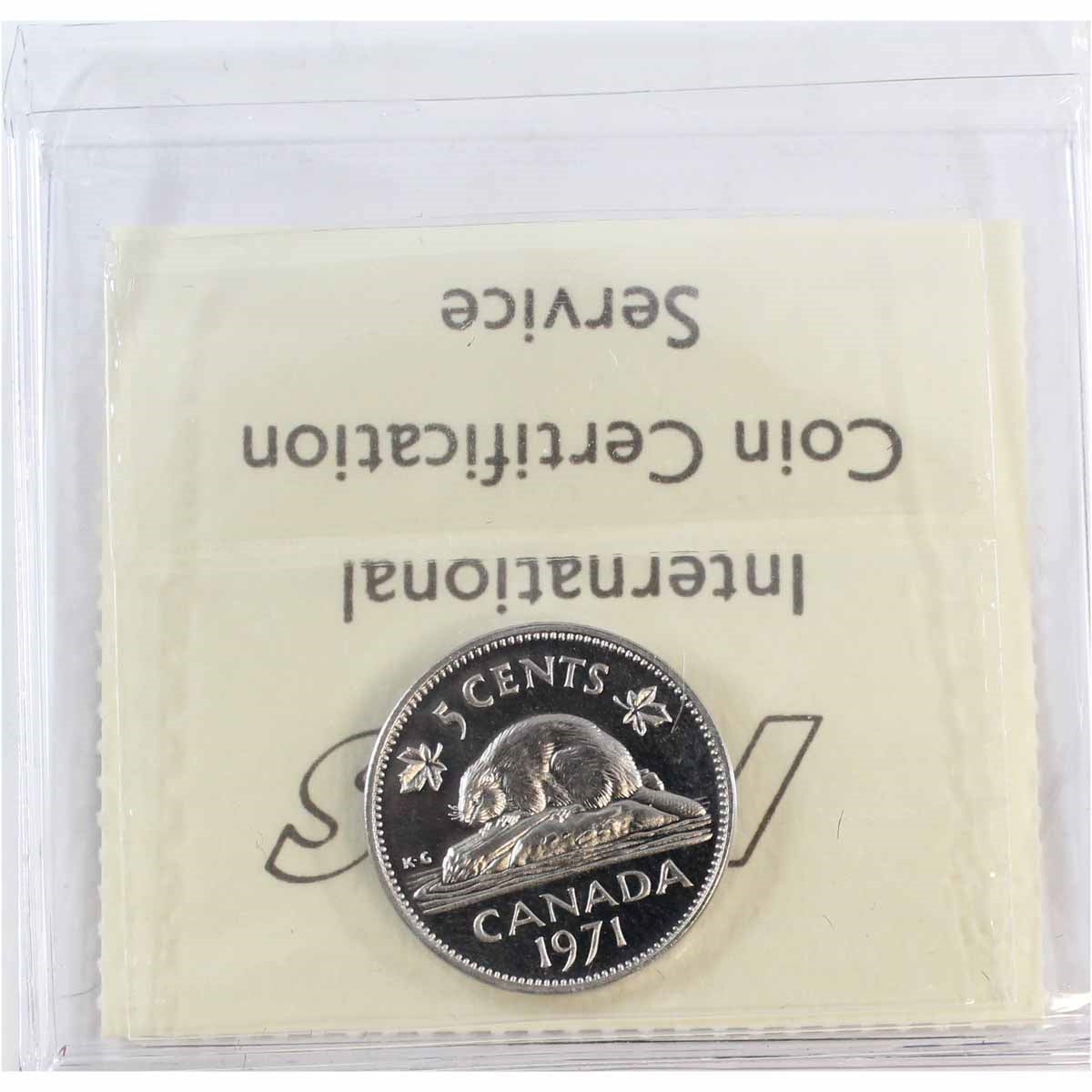 1971 Canada 5-cents ICCS Certified PL65 Heavy Cameo