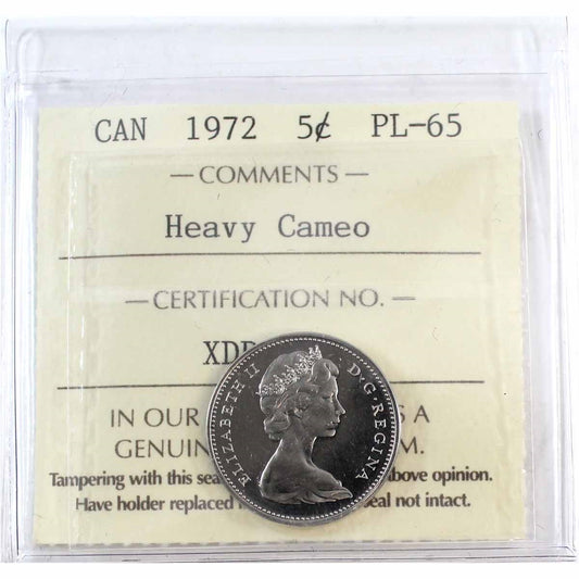 1972 Canada 5-cents ICCS Certified PL65 Heavy Cameo