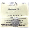 1880H Obv. 3 Canada 5-cents ICCS Certified EF45