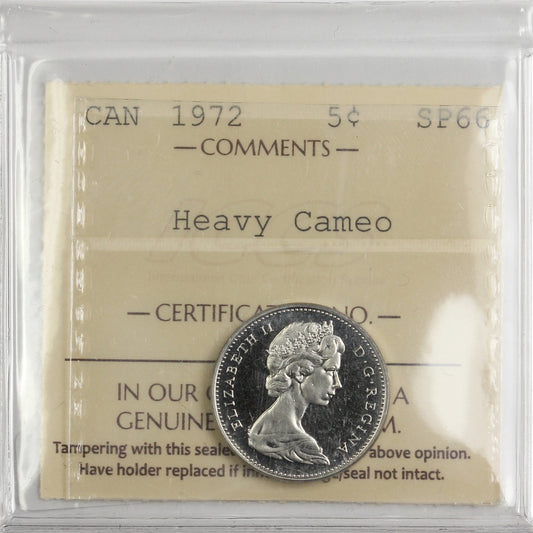 1972 Canada 5-cents ICCS Certified SP66 Heavy Cameo