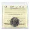 1987 Canada 5-cents ICCS Certified MS64