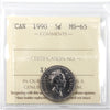 1990 Canada 5-cents ICCS Certified MS-65