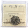 1930 Canada 5-cents ICCS Certified AU55