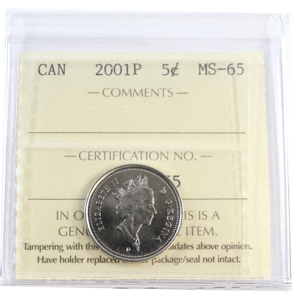 2001P Canada 5-cents ICCS Certified MS65