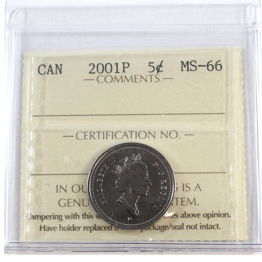 2001P Canada 5-cents ICCS Certified MS66