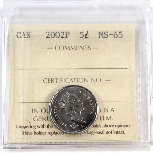 2002P Canada 5-cents ICCS Certified MS65