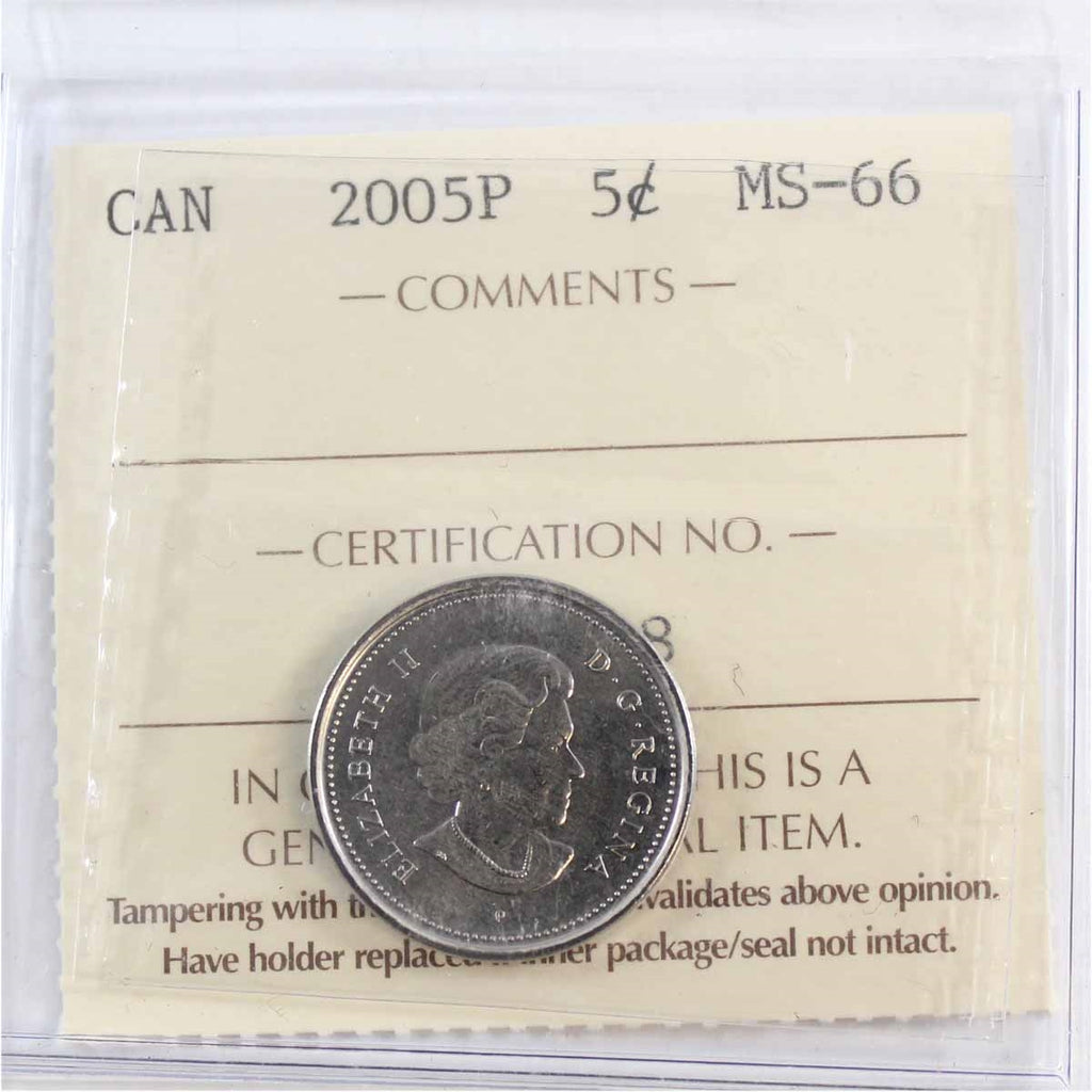 2005P Canada 5-cents ICCS Certified MS66
