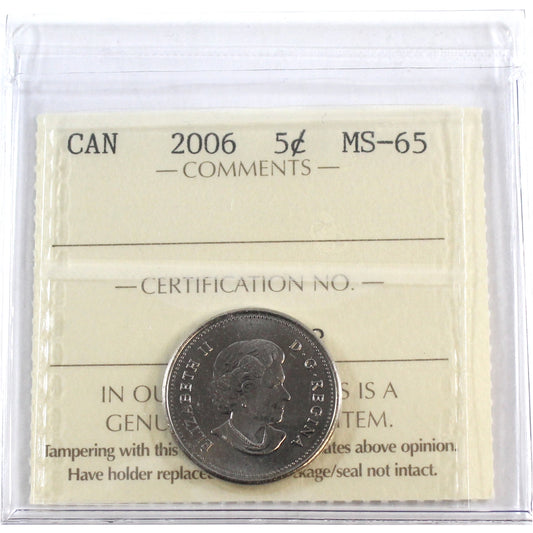 2006 Canada 5-cents ICCS Certified MS65