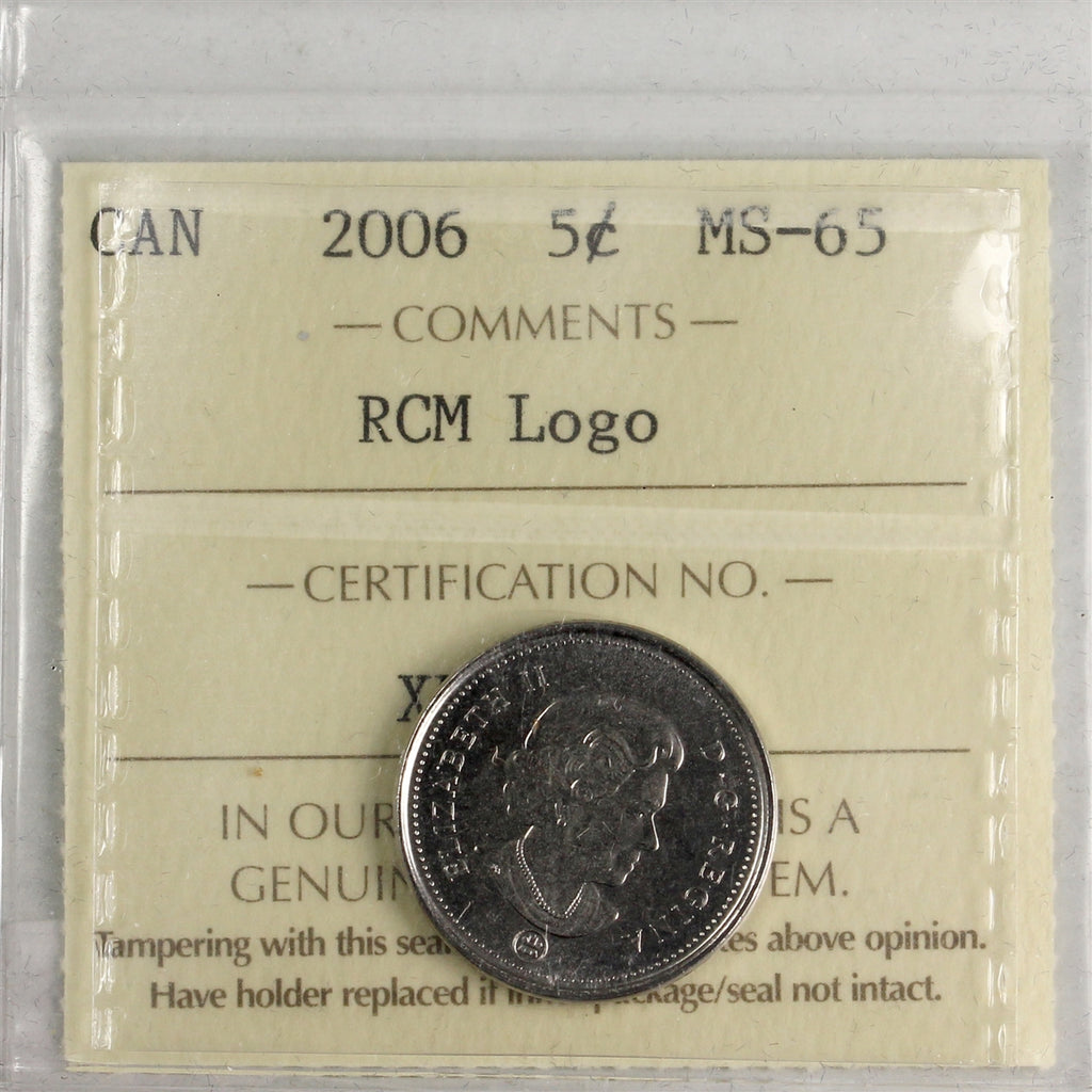 2006 RCM Logo Canada 5-cents ICCS Certified MS65