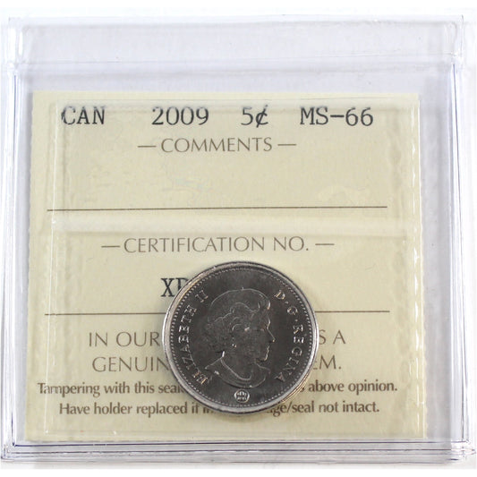 2009 Canada 5-cents ICCS Certified MS66