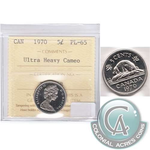 1970 Canada 5-cents ICCS Certified PL65 Ultra Heavy Cameo