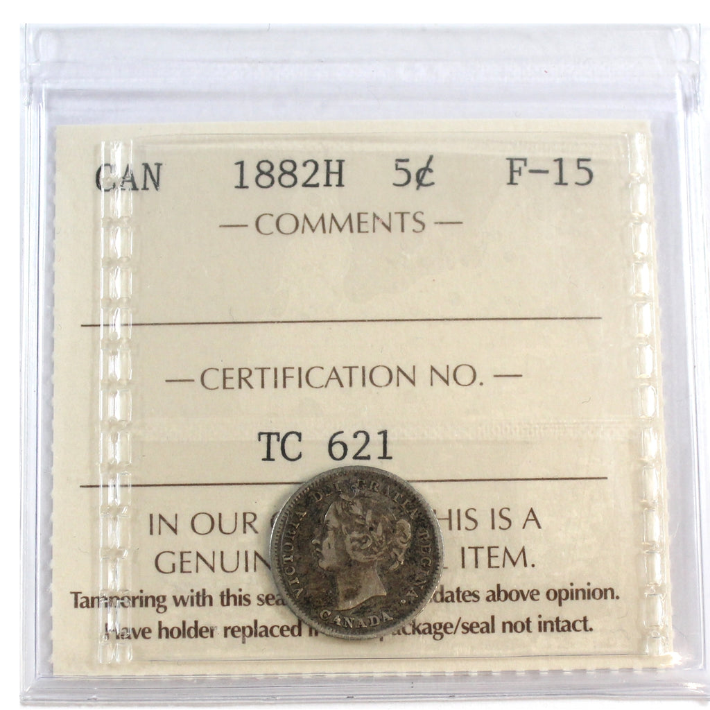 1882H Canada 5-cents ICCS Certified F15