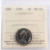 1999 Canada 5-cents ICCS Certified MS65